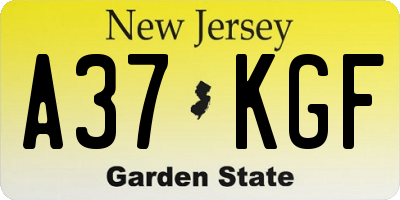 NJ license plate A37KGF