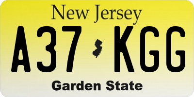 NJ license plate A37KGG