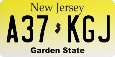 NJ license plate A37KGJ