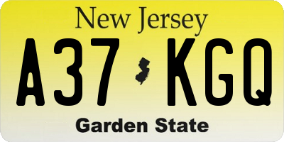 NJ license plate A37KGQ