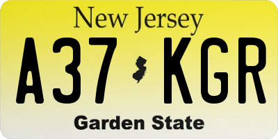 NJ license plate A37KGR