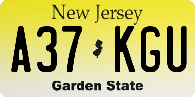 NJ license plate A37KGU