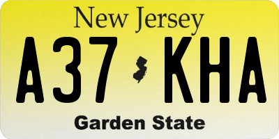 NJ license plate A37KHA