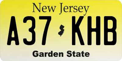 NJ license plate A37KHB