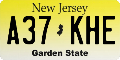 NJ license plate A37KHE