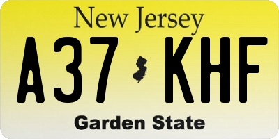 NJ license plate A37KHF