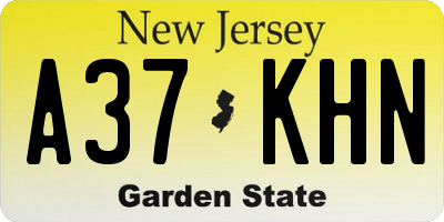 NJ license plate A37KHN