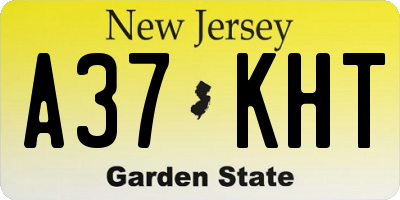 NJ license plate A37KHT