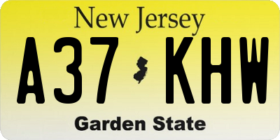 NJ license plate A37KHW