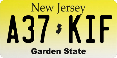 NJ license plate A37KIF