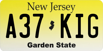 NJ license plate A37KIG
