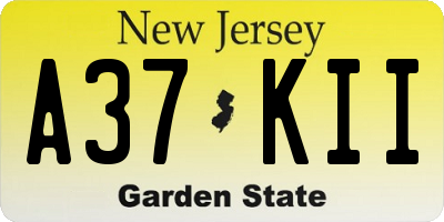 NJ license plate A37KII