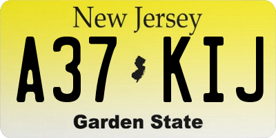 NJ license plate A37KIJ