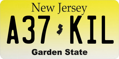 NJ license plate A37KIL