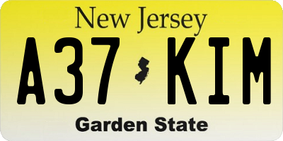 NJ license plate A37KIM