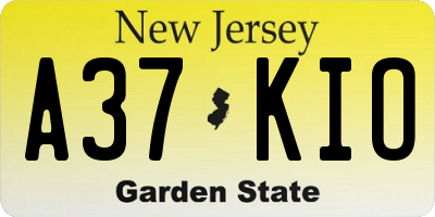 NJ license plate A37KIO
