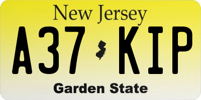 NJ license plate A37KIP