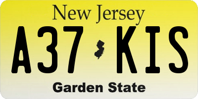 NJ license plate A37KIS