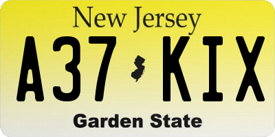 NJ license plate A37KIX