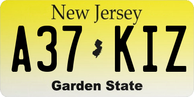 NJ license plate A37KIZ