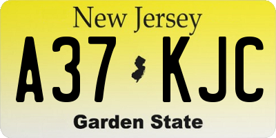NJ license plate A37KJC