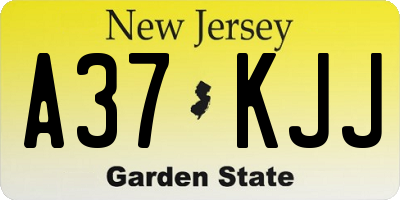 NJ license plate A37KJJ