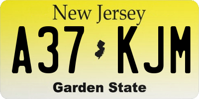 NJ license plate A37KJM