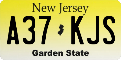 NJ license plate A37KJS
