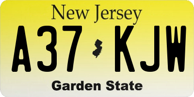 NJ license plate A37KJW