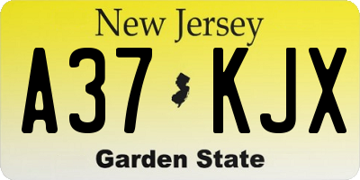 NJ license plate A37KJX
