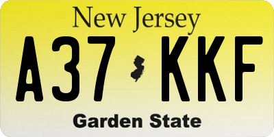 NJ license plate A37KKF