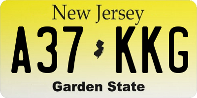 NJ license plate A37KKG
