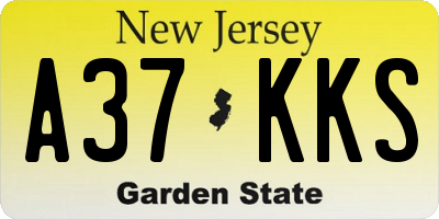 NJ license plate A37KKS
