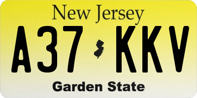 NJ license plate A37KKV