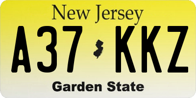 NJ license plate A37KKZ