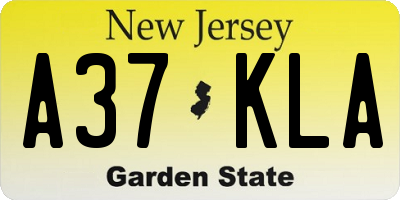 NJ license plate A37KLA