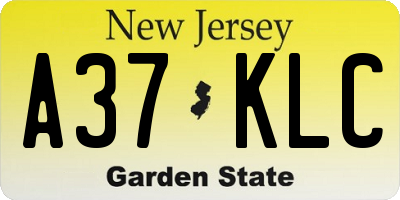 NJ license plate A37KLC