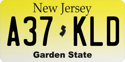 NJ license plate A37KLD