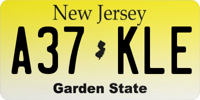 NJ license plate A37KLE