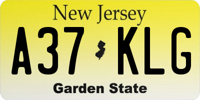 NJ license plate A37KLG