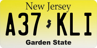 NJ license plate A37KLI