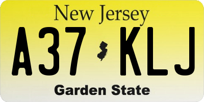 NJ license plate A37KLJ