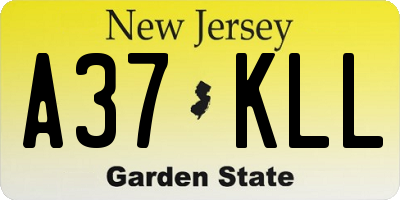 NJ license plate A37KLL