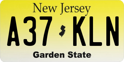 NJ license plate A37KLN