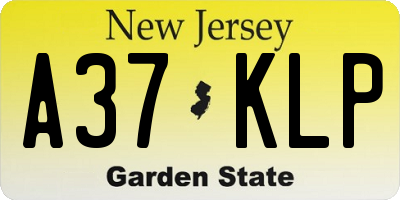 NJ license plate A37KLP