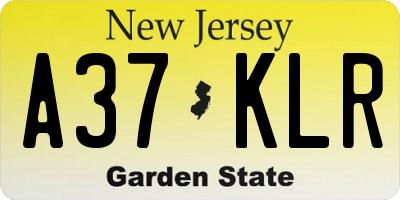 NJ license plate A37KLR