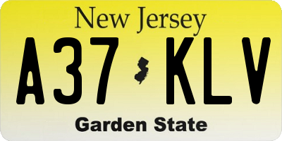 NJ license plate A37KLV