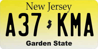 NJ license plate A37KMA