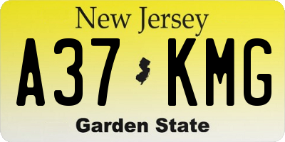 NJ license plate A37KMG