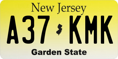 NJ license plate A37KMK